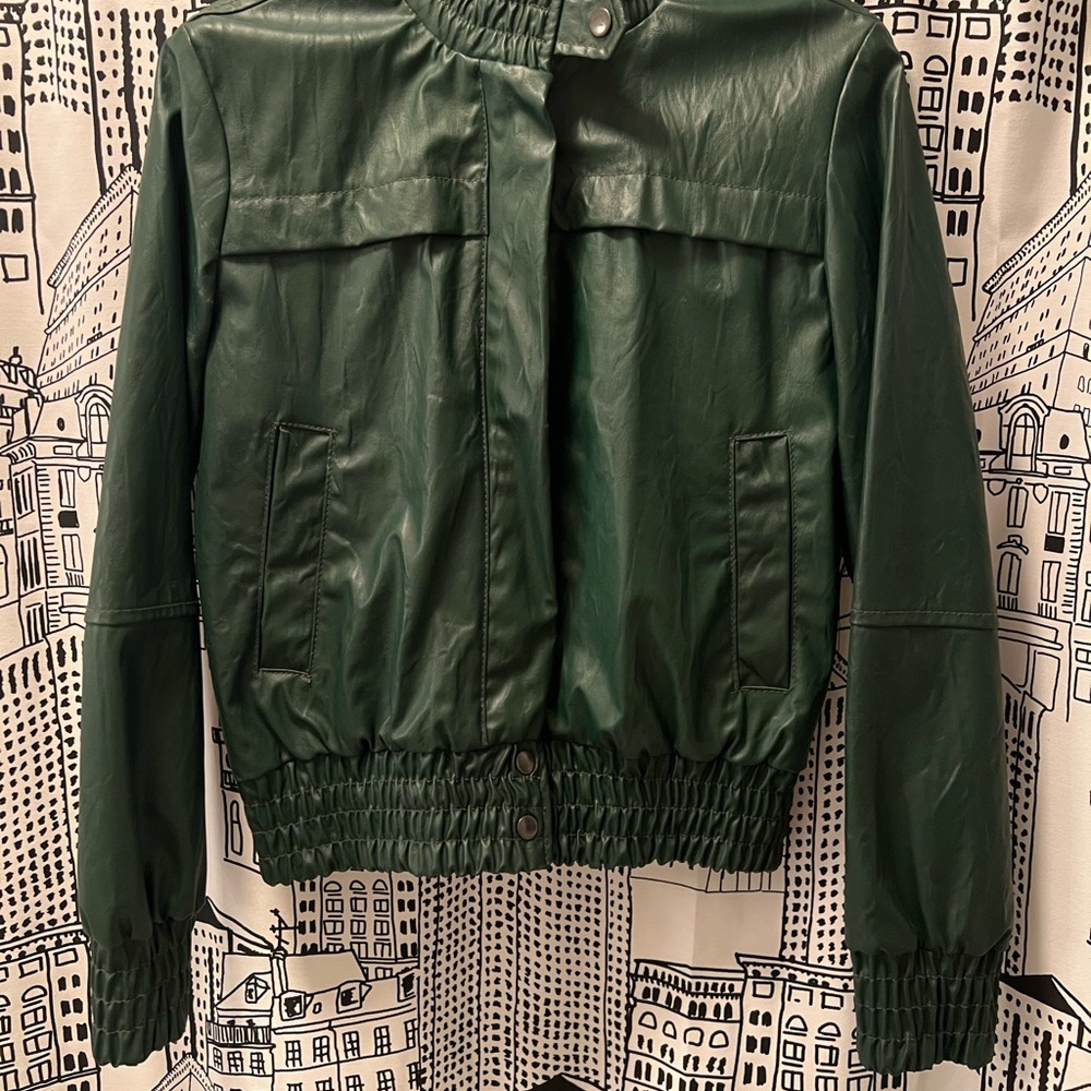 Green Faux Leather Jacket - Picture 3 of 11